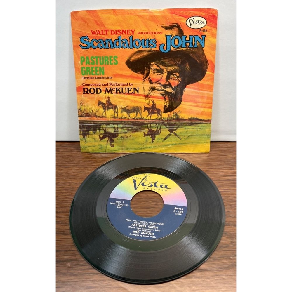 Walt Disney Scandalous John Theme Rod McKuen 45 with Pic Sleeve Pastures Green